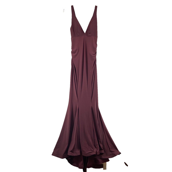La Femme Dress Simple Jersey Gown Womens Sz 8 in Wine Maxi Gala Formal Orig $398